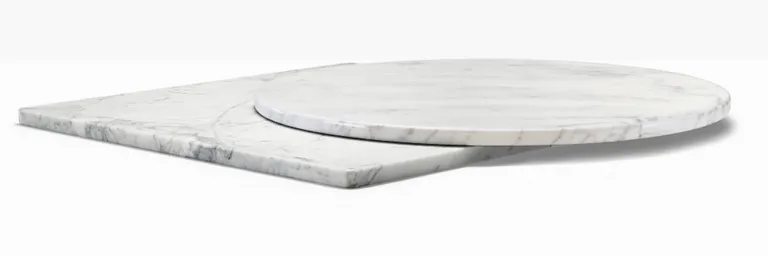 Bordplate Ø400, hvit marmor