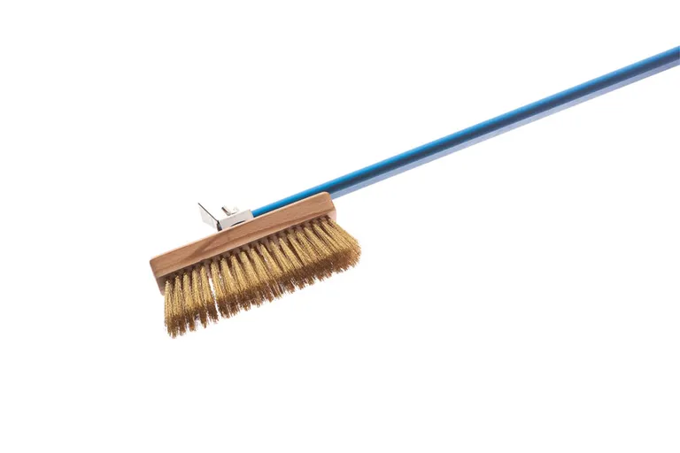 Metalbørste for pizzaovn, justerbar m/messingbust, skaft 150cm